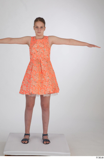  Selin drape dressed orange short dress standing t poses whole body 0001.jpg